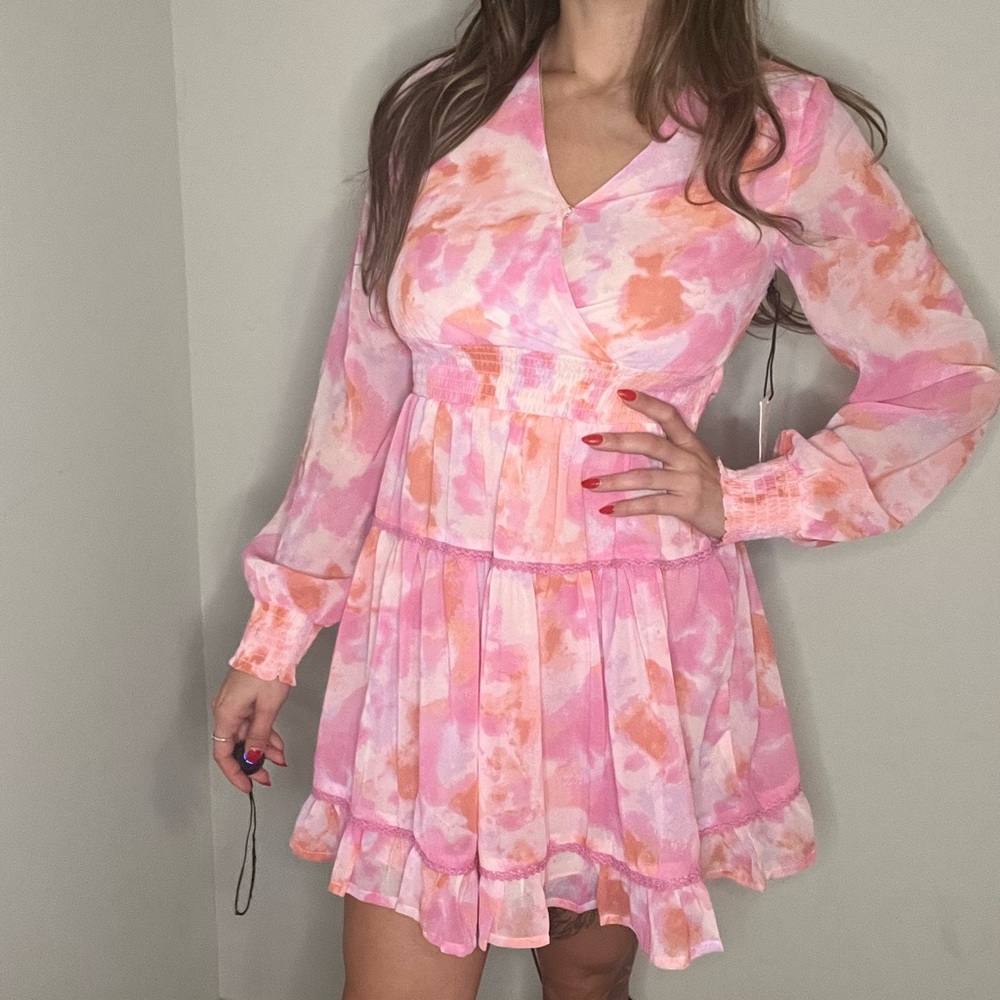 Pink long sleeve dress